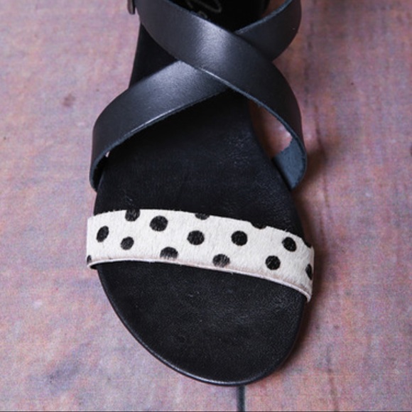 Genuine Leather/Cow Hair Black Gladiator Sandals - Picture 5 of 5